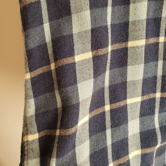 Faherty Mens Flannel Shirt L Blue Ivory Plaid Cotton Button Front - Picture 8 of 11